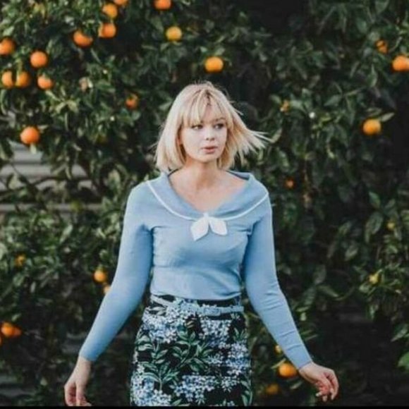 Review Sweaters - REVIEW Evelyn Blue Sailor Collar Knit Jumper BNWT